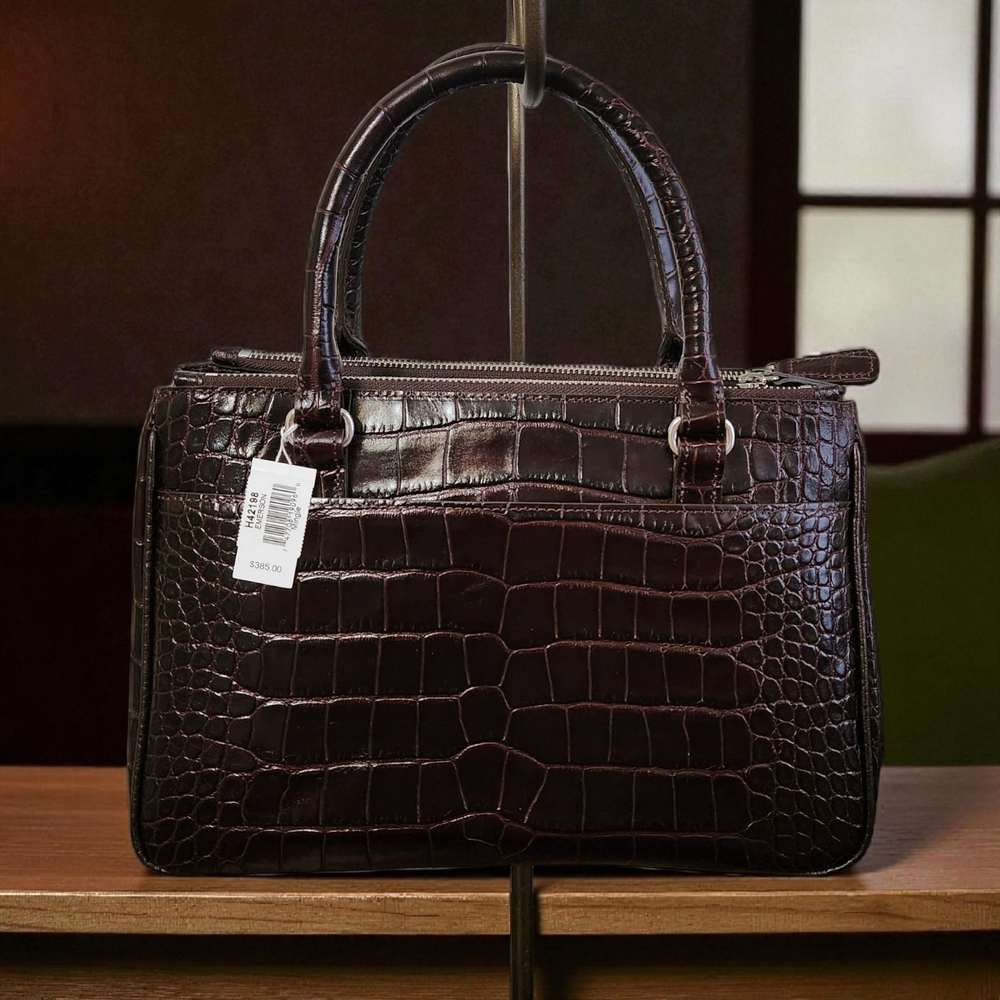 Brighton Dark Brown Croc-Embossed Satchel - Picture 4 of 10